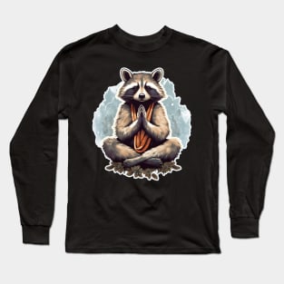 Yoga meditation raccoon Long Sleeve T-Shirt